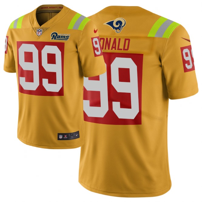 Men Nike NFL Los Angeles Rams #99 aaron donald Limited city edition gold jersey->los angeles rams->NFL Jersey